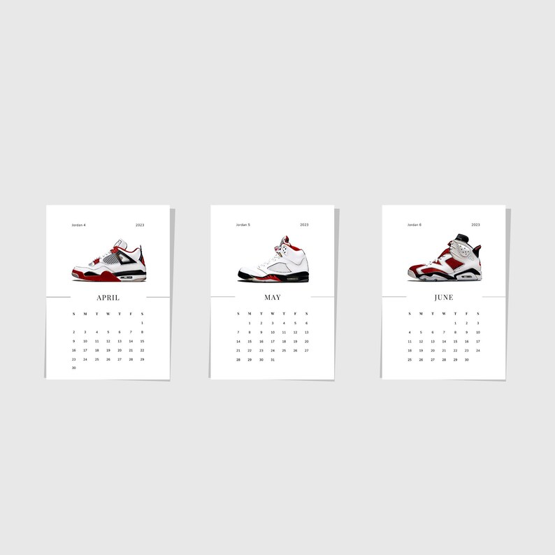 2023 Printable Monthly Sneaker Calendar Etsy