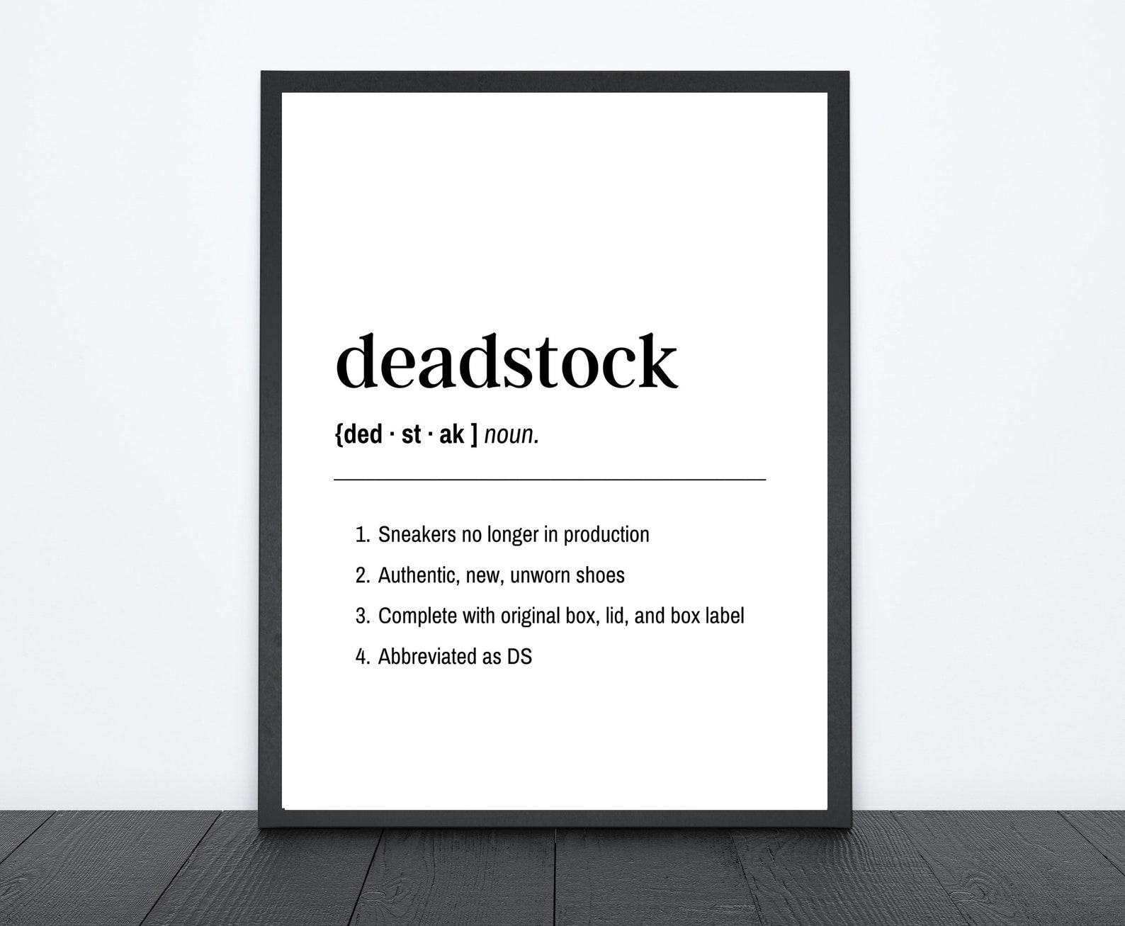 Deadstock Definition Digital Sneaker Art Print, Printable, Instant
