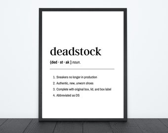Deadstock Definition Digital Sneaker Art Print, printable, instant download