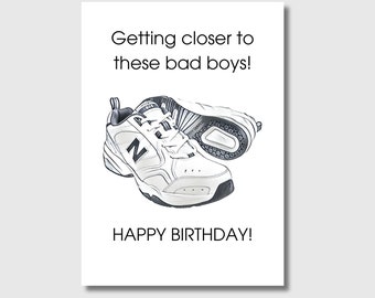 Printable Sneaker Birthday Card, Funny Old Many Birthday Card, instant download