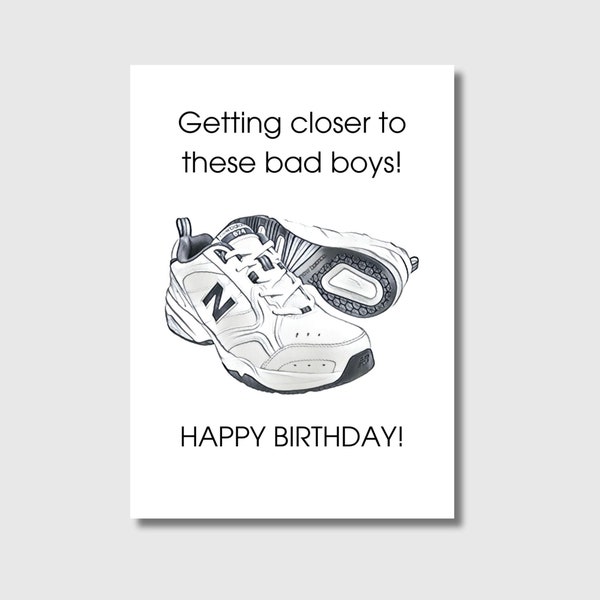 Printable Sneaker Birthday Card, Funny Old Many Birthday Card, instant download