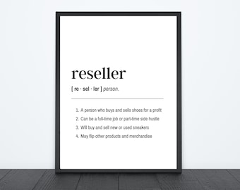 Reseller Definition Digital Sneaker Art Print, printable, instant download