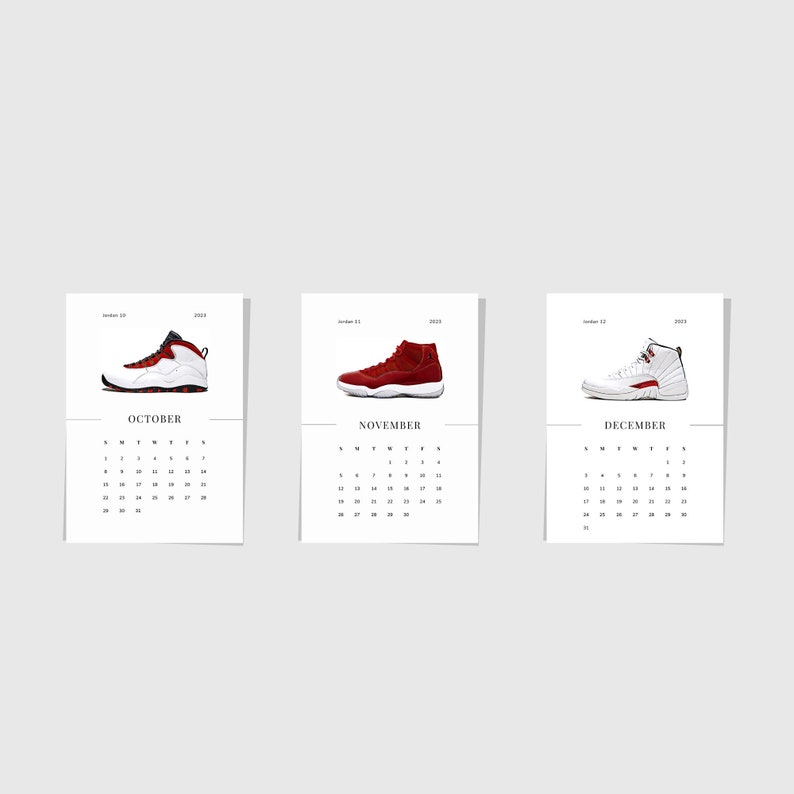 2023 Printable Monthly Sneaker Calendar Etsy