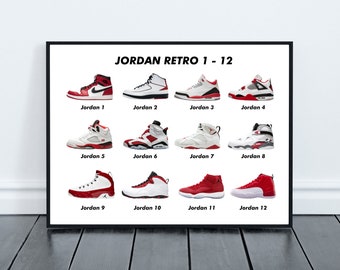 Jordan Retro Sneaker Collection Digital Art Print, instant download, printable