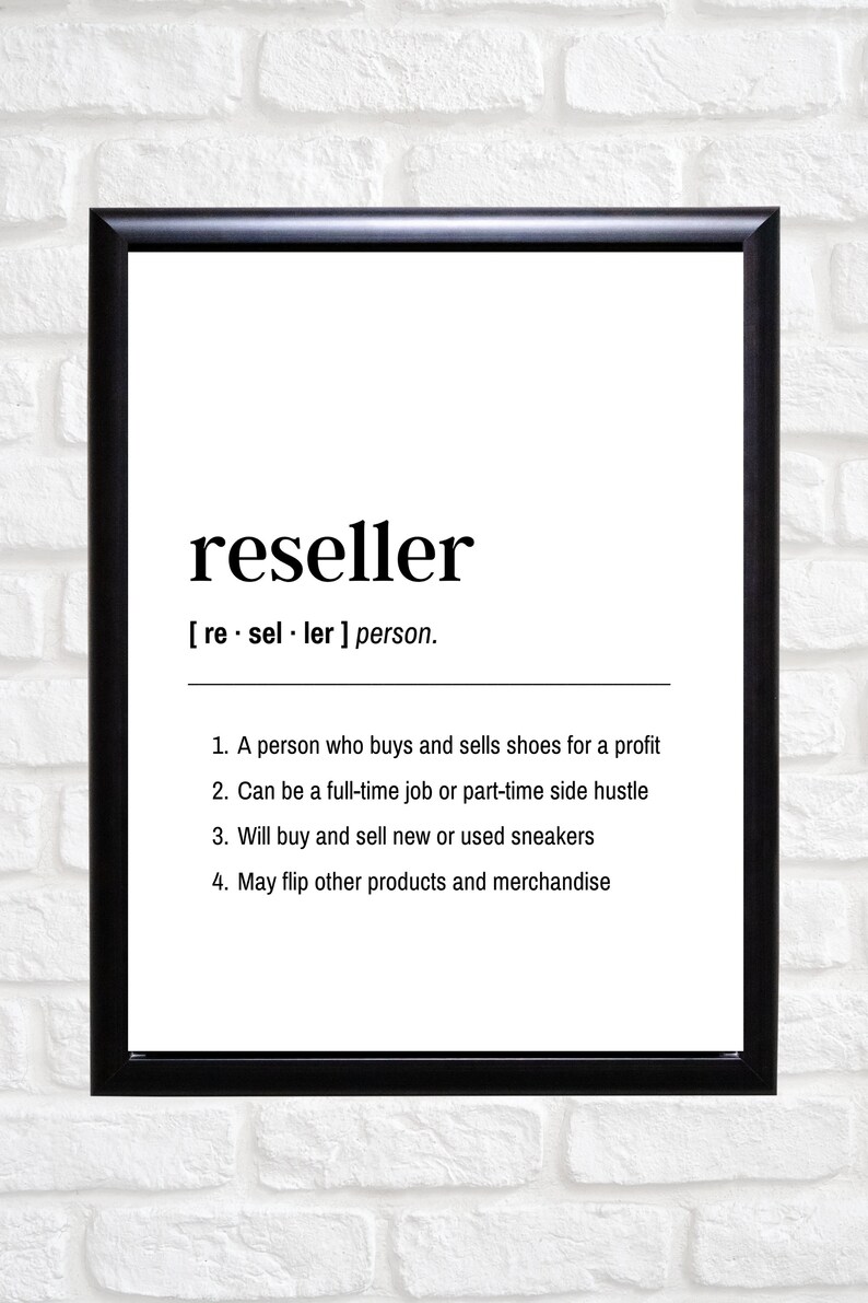 Reseller Definition Digital Sneaker Art Print, Printable, Instant