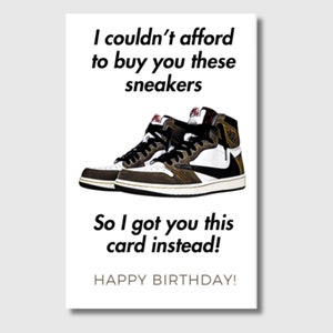 Printable Sneaker Birthday Card, Digital Card, ecard, instant download