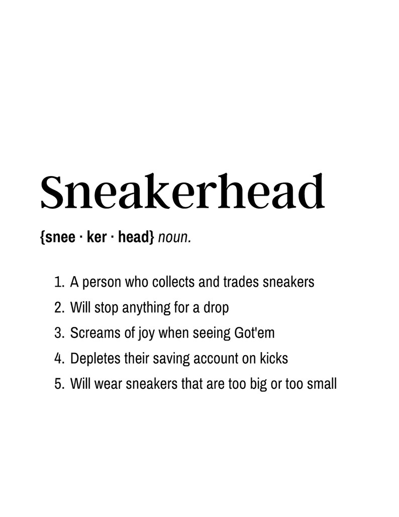 Sneakerhead Definition Digital Art Print Printable Instant Etsy
