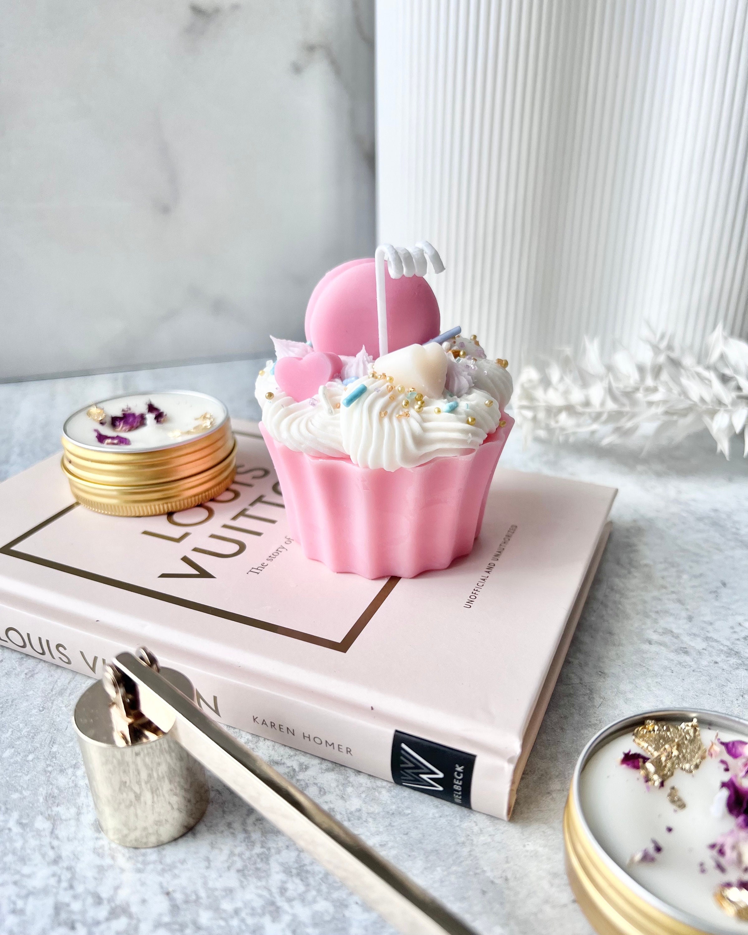 Cupcake Candle Birthday Cake Scented Natural Pillar Soy Wax 