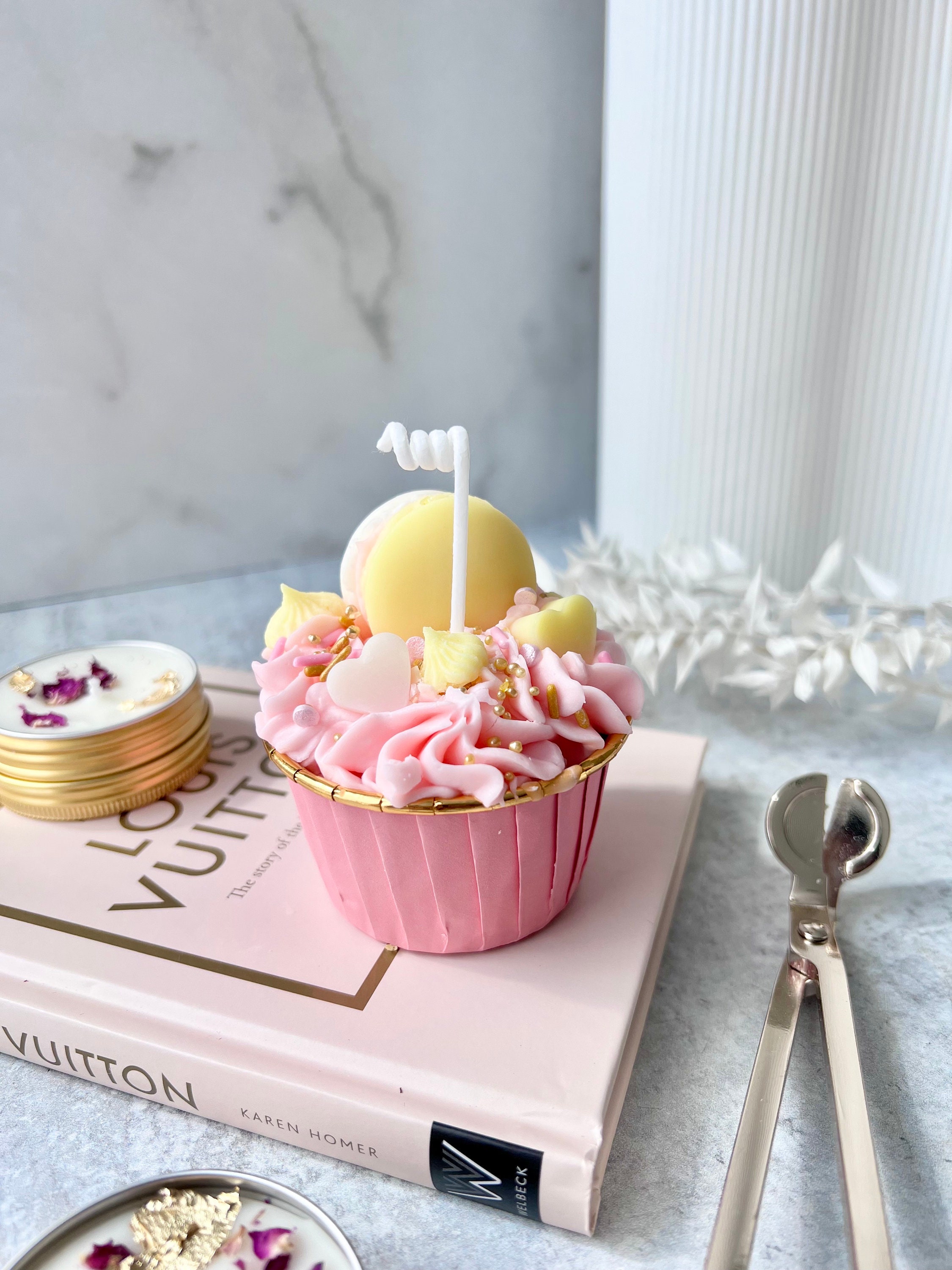 Cupcake Candle Birthday Cake Scented Natural Pillar Soy Wax 