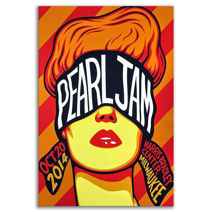 Pearl Jam Rock Band October 2014 Milwaukee Digital Art Illustration Style  Promotional Performance Poster Print - Home Decor Wall Art Poster