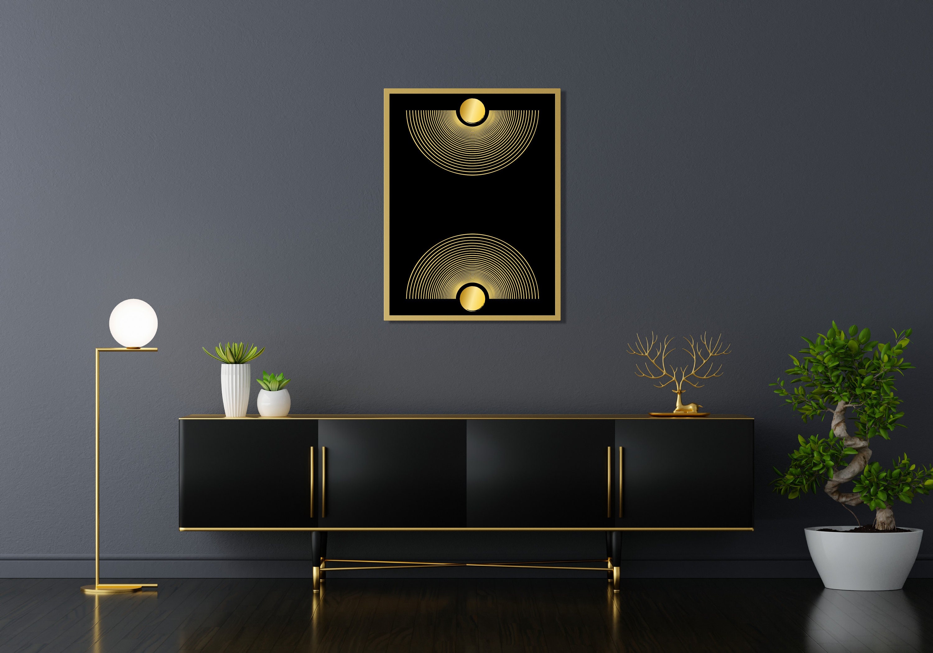 Schwarz Gold Luxus Kunst Oversized Wandkunst Gold Moderne | Etsy