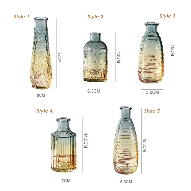Small Glass Bud Vase Blue Amber Gradient Glass Vase Set Etsy