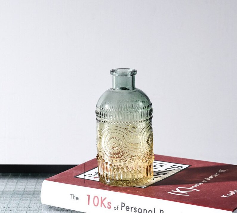 Small Glass Bud Vase Blue Amber Gradient Glass Vase Set Etsy