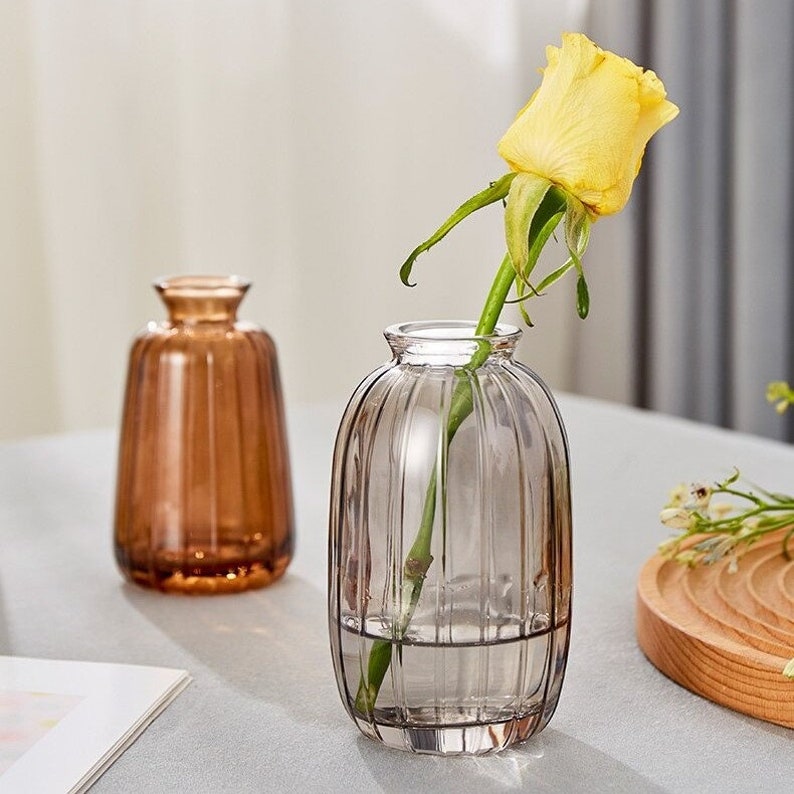 Small Glass Bud Vases for Flowers Textured Stained Glass Etsy