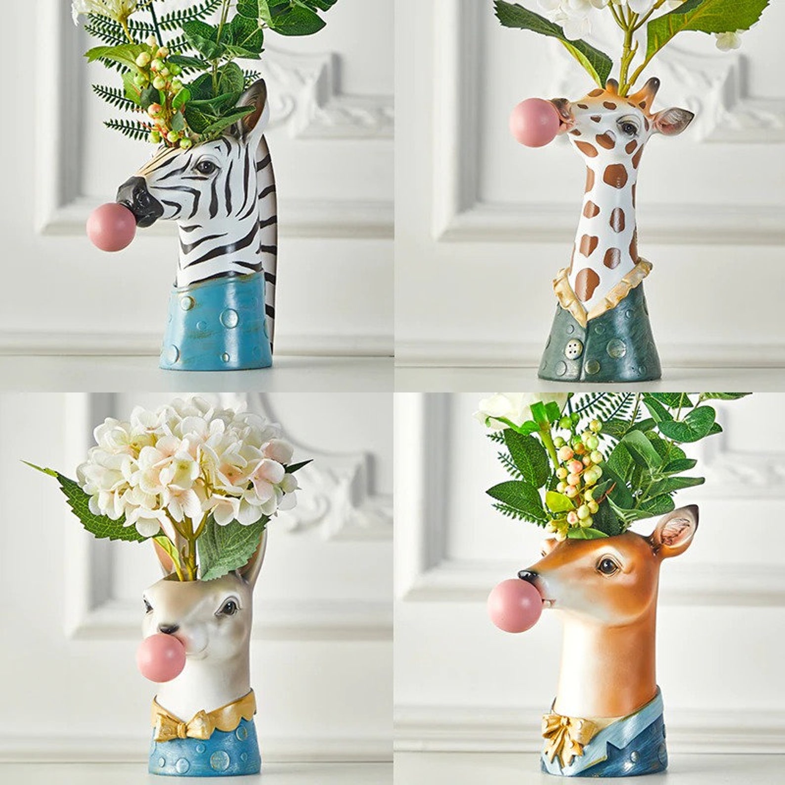 Cute Animal Head Vases for Flowers Elegant Giraffe Panda Etsy