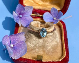 Second Hand 9ct Rose Gold Aquamarine Cluster Ring