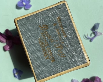 Vintage blue embossed ring box with velvet interior