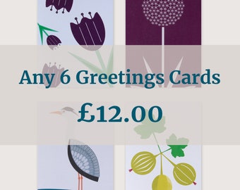 Six A6 Greetings Cards - Blank Inside. *Send me or keep me and frame me*