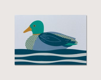 Mallard A6 Greetings Card / Anas Platyrhynchos - Designed and Printed in Leeds. Blank Inside. *Send me or keep me and frame me*