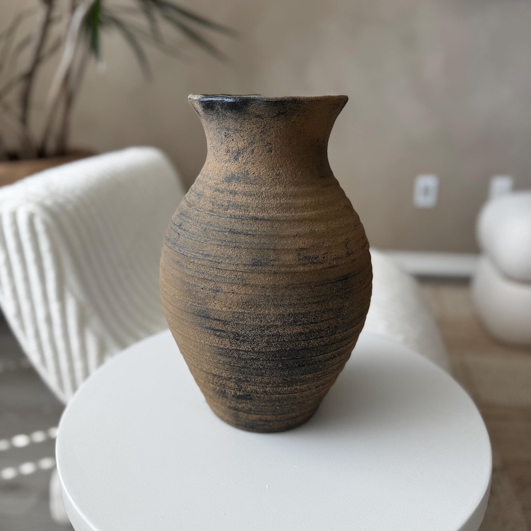 ブラウンテクスチャセラミック花瓶 - Etsy 日本