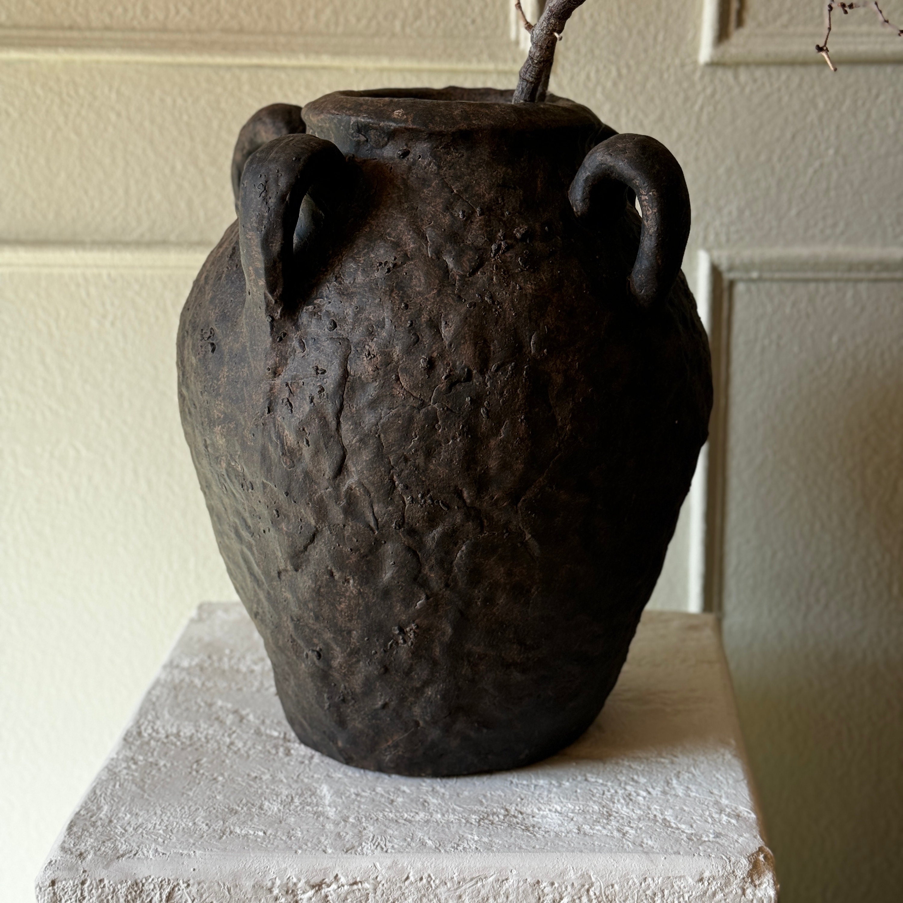 ダークブラウン セラミックテクスチャー 花瓶 - Etsy 日本