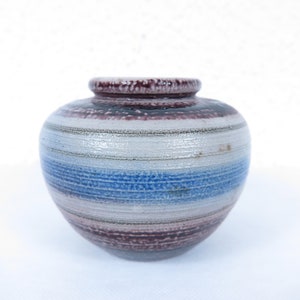 60s earthenware vase, blue ceramic