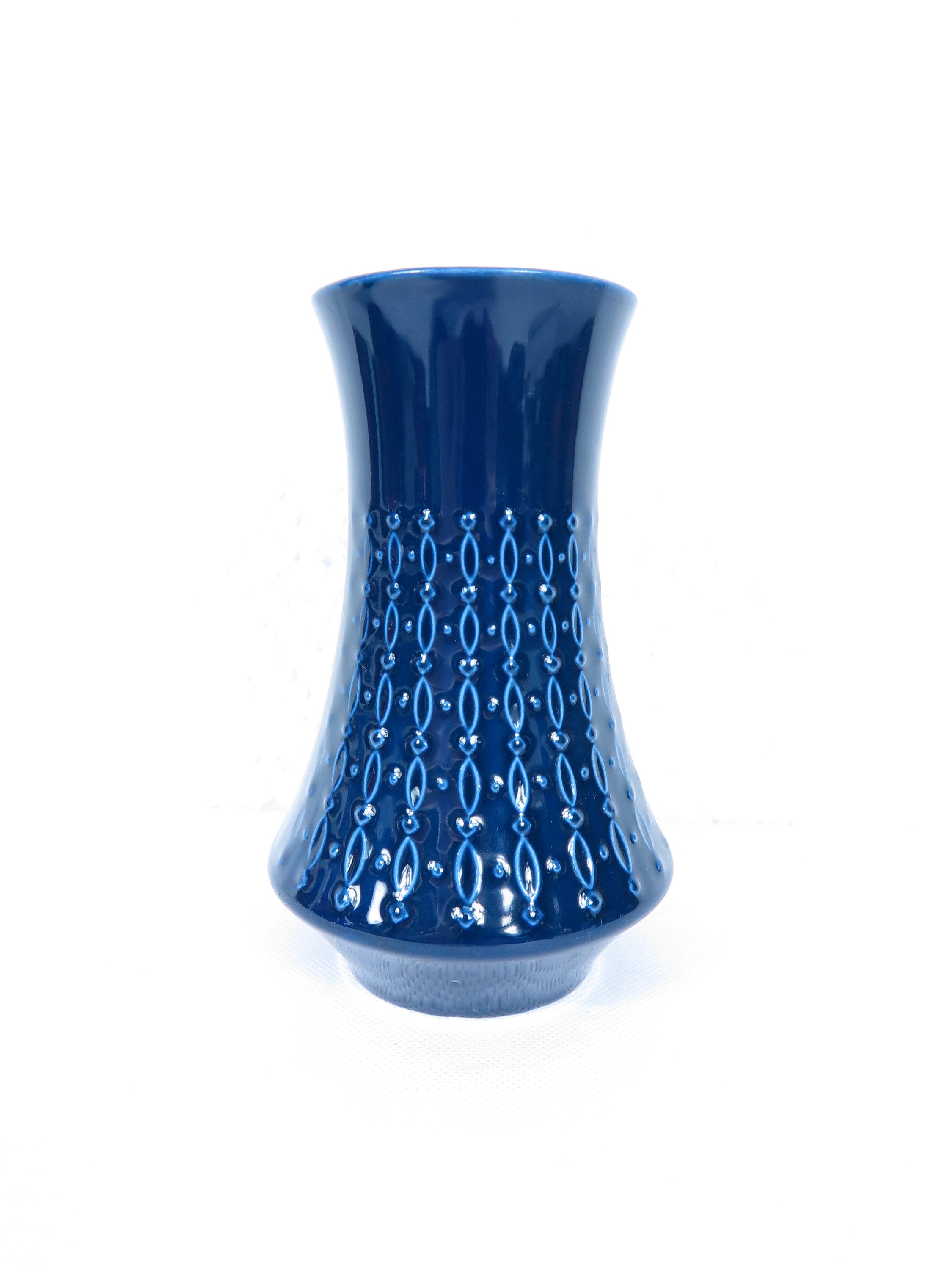 70年代の花瓶、青、陶器の花瓶 #14373 - Etsy 日本