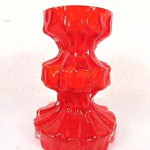 70s glass vase red, Ingrid Kristal