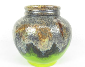 70年代のヴィンテージ陶器の花瓶「手描き」ユニークな陶器の花瓶1970