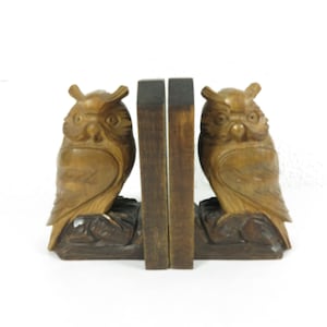 50s bookends owl, hand carved
