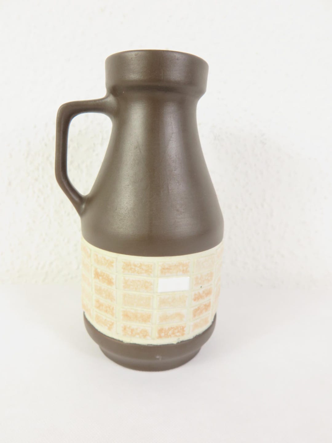 70年代のタイル花瓶、濃い茶色の釉薬仕上げ、取っ手付き #15124 - Etsy