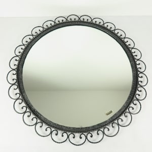 70s mirror wrought iron round