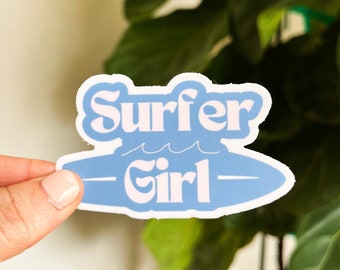 Surfer Girl Sticker, Weatherproof Sticker, Laptop Sticker, Ocean Sticker, Vinyl Sticker, Plant Mom, Surf Car Decal,