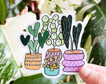 Potted Plants Sticker, Weatherproof Sticker for Water Bottle, Plant Laptop Sticker, Plant Parent Sticker, Vinyl Sticker, Retro Sticker