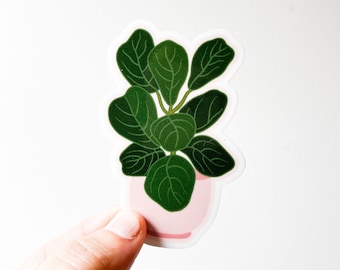 Fiddle Leaf Fig Plant Sticker, House Plant Sticker, Gift for Plant Lady, Plant Mom Gift, Die Cut Sticker