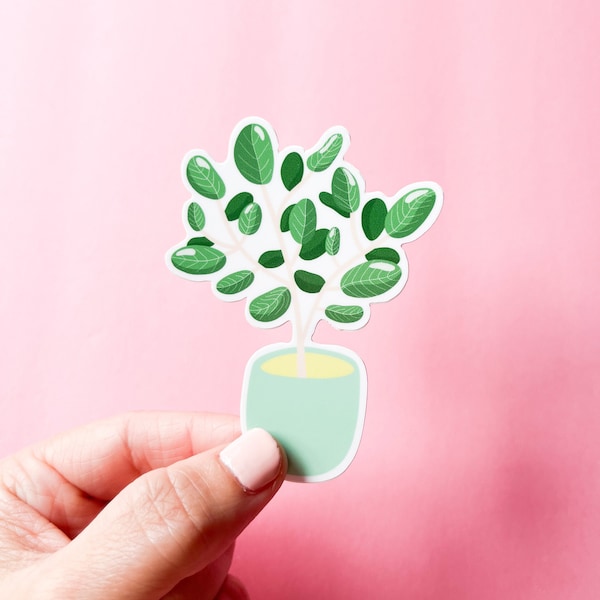 Ficus Audrey Tree Plant Leaf Sticker, House Plant Sticker, Gift for Plant Lady, Plant Mom Gift, Die Cut Sticker, Laptop Sticker, Waterproof