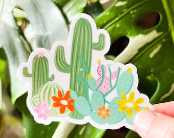 Cactus Garden Sticker, Weatherproof Sticker, Plant Laptop Sticker, Plant Dad, Vinyl Sticker, Plant Mom, Plant Car Decal,