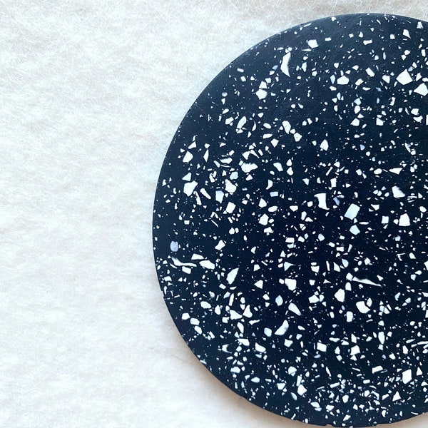 Terrazzo Coaster & Trinket Trays | Black White Jesmonite | Home Decor | Decorative Trays