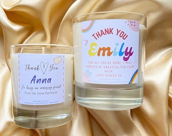 Personalised Thank You Gifts | Thank You Soy Wax Candles | Scented Candle