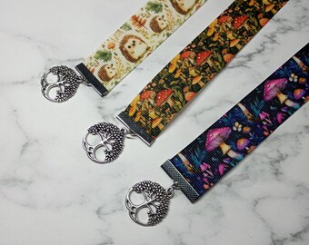 Ribbon Style Bookmark - Woodland, Mushroom, Hedgehog Whimsical Themed