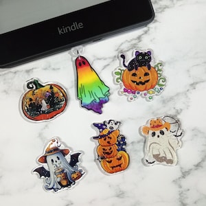 USB Dust Plug Charms - Halloween Ghosts and Pumpkins - USB C and Micro USB - E-Reader Accessories