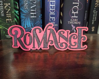 Bookshelf Decor - Romance Genre Sign - Customisable Colours