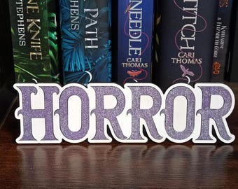 Bookshelf Decor - Horror Genre Sign - Customisable Colours