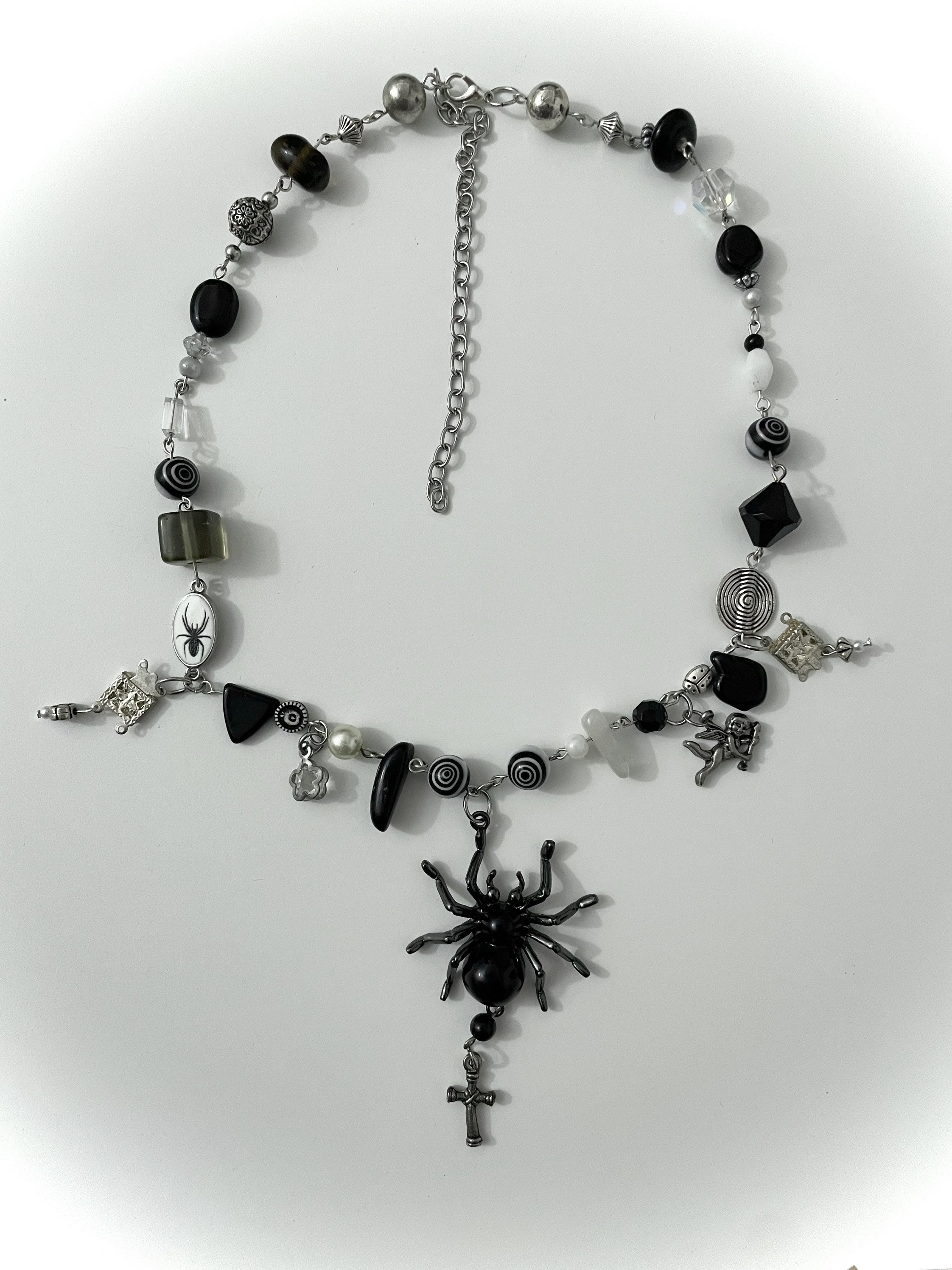 Spiders  Silver Rosary Inspired Necklace Etsy