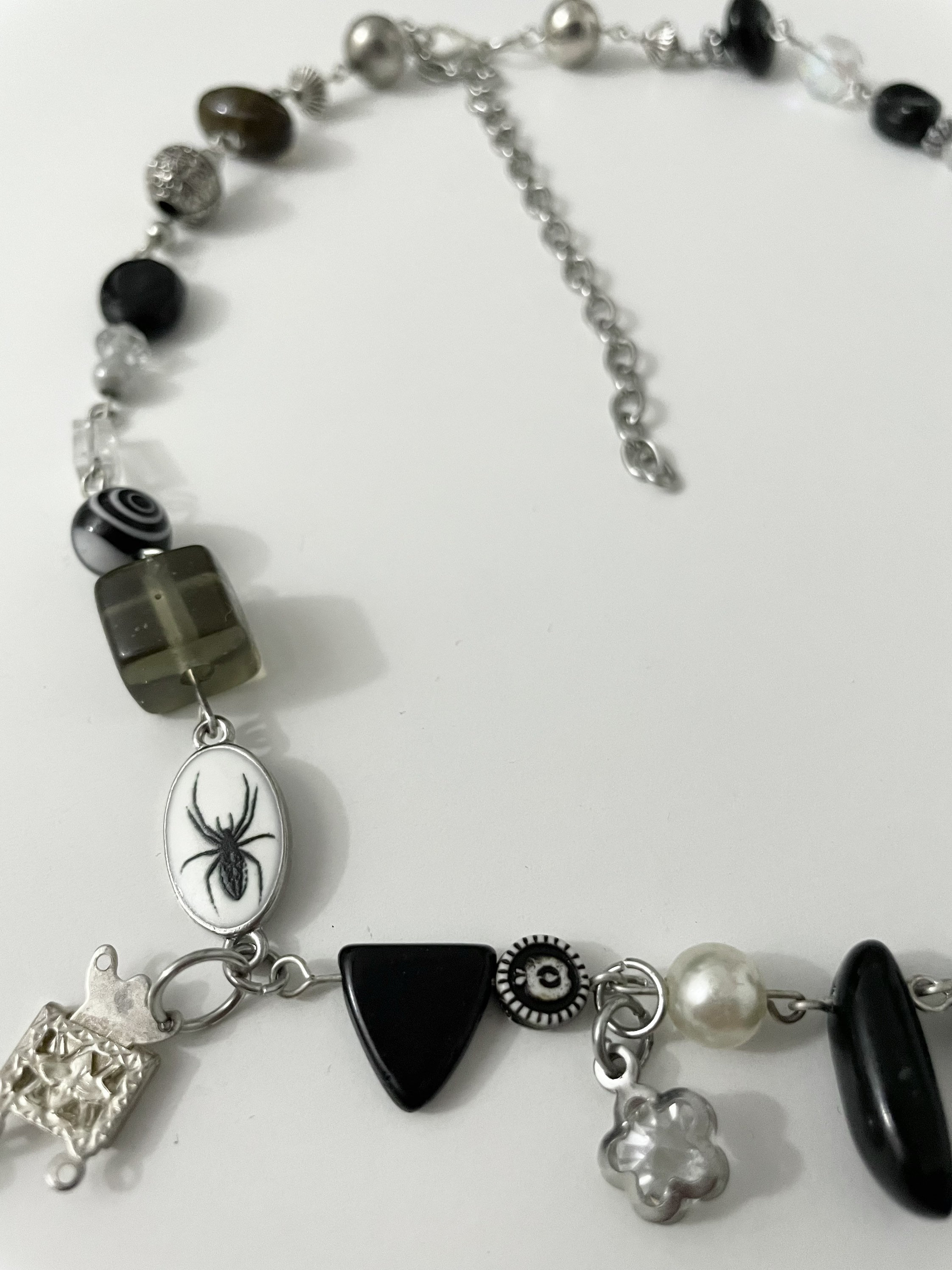 Spiders  Silver Rosary Inspired Necklace Etsy