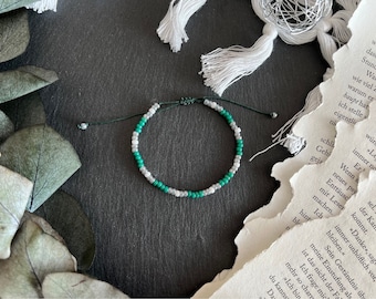 Miyuki Bracelet | green | white | grey | Rocailles | lilacflowersshop