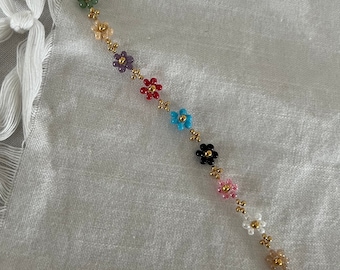 Pulseira de flores inspirada em Taylor | Eras | filigrana | Aço inoxidável em ouro e prata | personalizável | loja de flores lilás