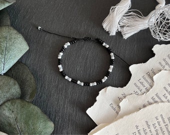 Miyuki Bracelet | black | grey | white | Rocailles | lilacflowersshop