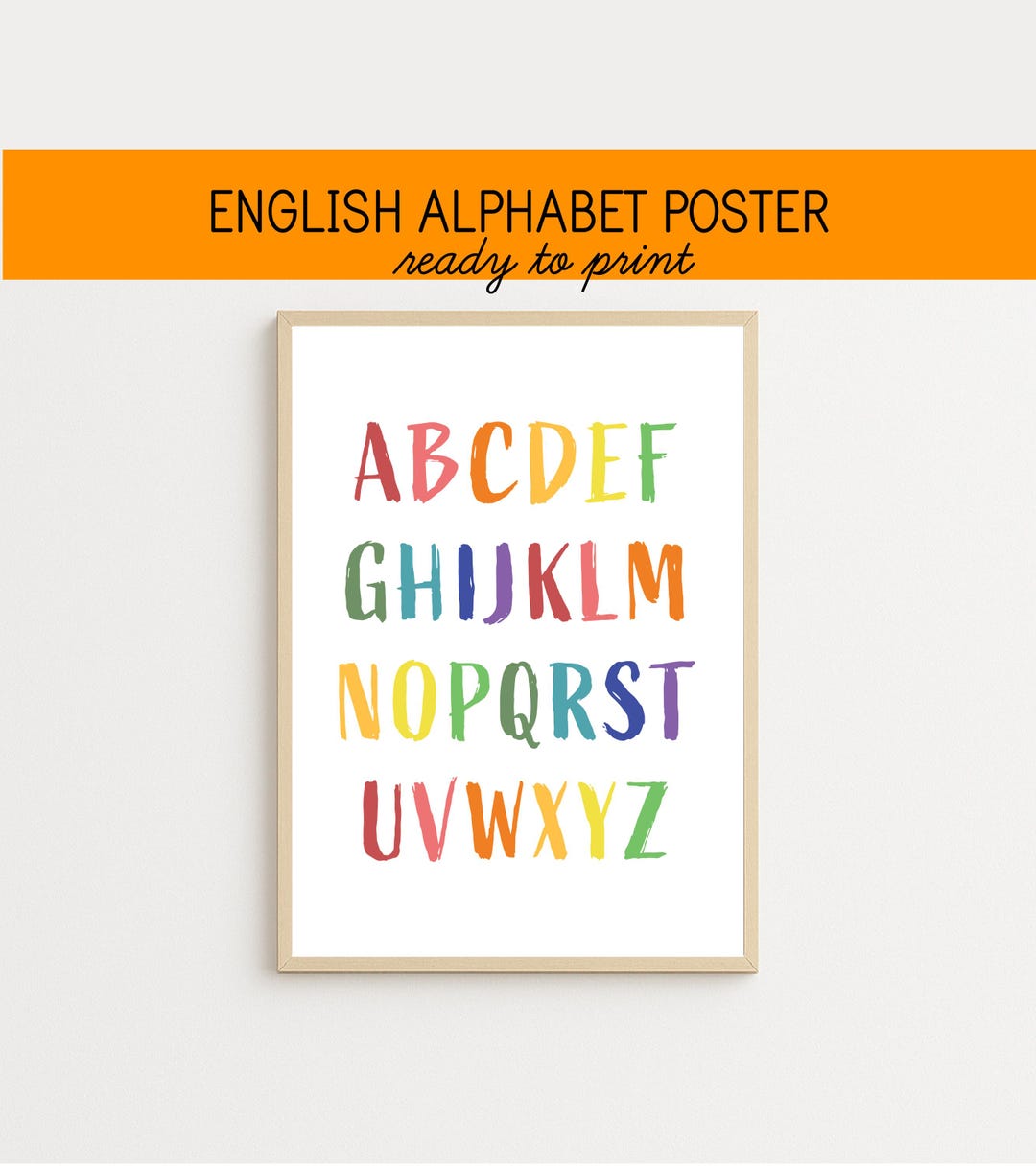 Rainbow Alphabet Poster Printable | Uppercase ABC Wall Art for Nursery ...