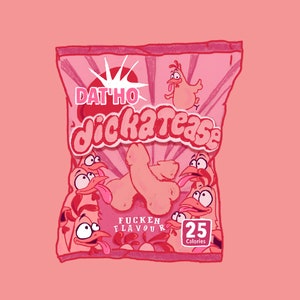 Funny Pink Print Illustration Valentines Card
